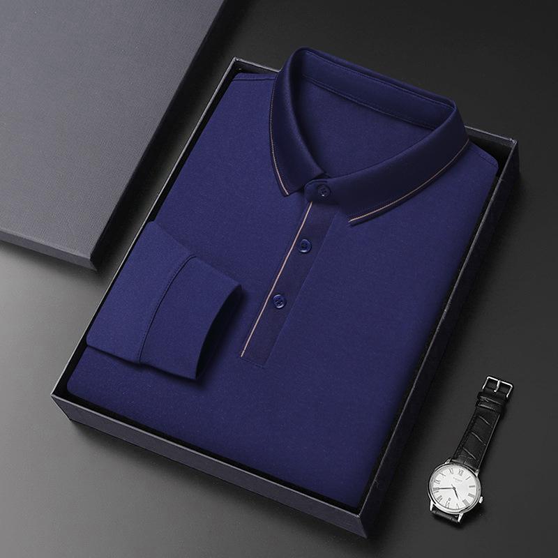 Father's Wear Мужская футболка поло с длинным рукавом средней длины с лацканами