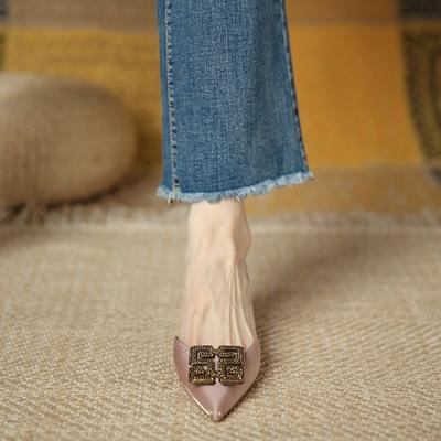 Туфли-стилеты женские весенне-летние новые темпераментные с острым носком и закрытой пяткой сандалии маленького размера женская обувь