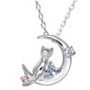 Necklace Crescent Moon Cat Silver Selectable Birthstone October Pink Tourmaline Mirai [Future Angel] Women's 1165WEB_PT