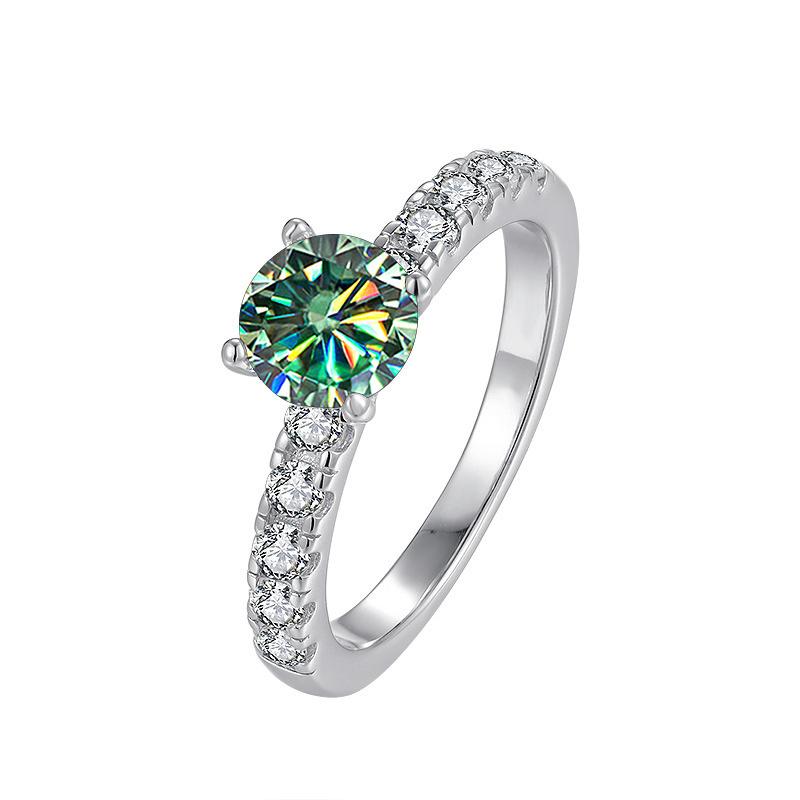 Bague Ringen Женское кольцо с муассанитом и бриллиантом цвета D, 1 карат, свадебное ювелирное изделие из стерлингового серебра 925 пробы, классический дизайн с четырьмя когтями, подарок