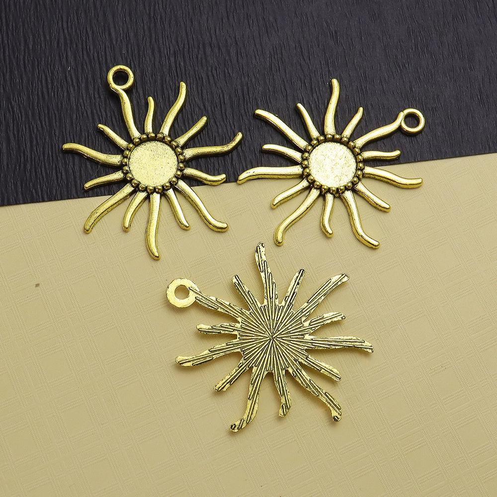 Retro DIY Alloy Jewelry Time Gem Necklace with 12mm Sun Pendant