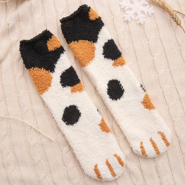 Модные женские кошачьи лапы в полоску 3d носки милые забавные толстые носки с рисунками животных для девочек