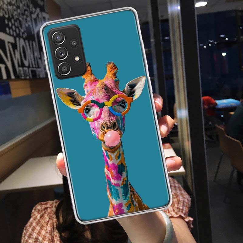 Чехол для телефона с жирафами и длинными шеями для Samsung A54 A57 A37 A17 A14 A15 A12 A24 A34 A55 A35 A25 A52S A07 A05S A04S A22 A32 A72 G