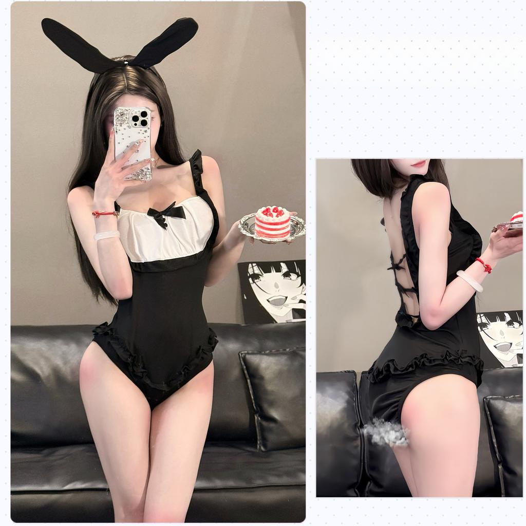 Сексуальное женское белье Сексуальный зайчик Чистая похоть Соблазнительная униформа Кровать Быстрый перерыв Бесплатный костюм горничной Женский
