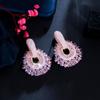 WWJ Super Luxury Purple Pink Cubic Zirconia Drop Earrings