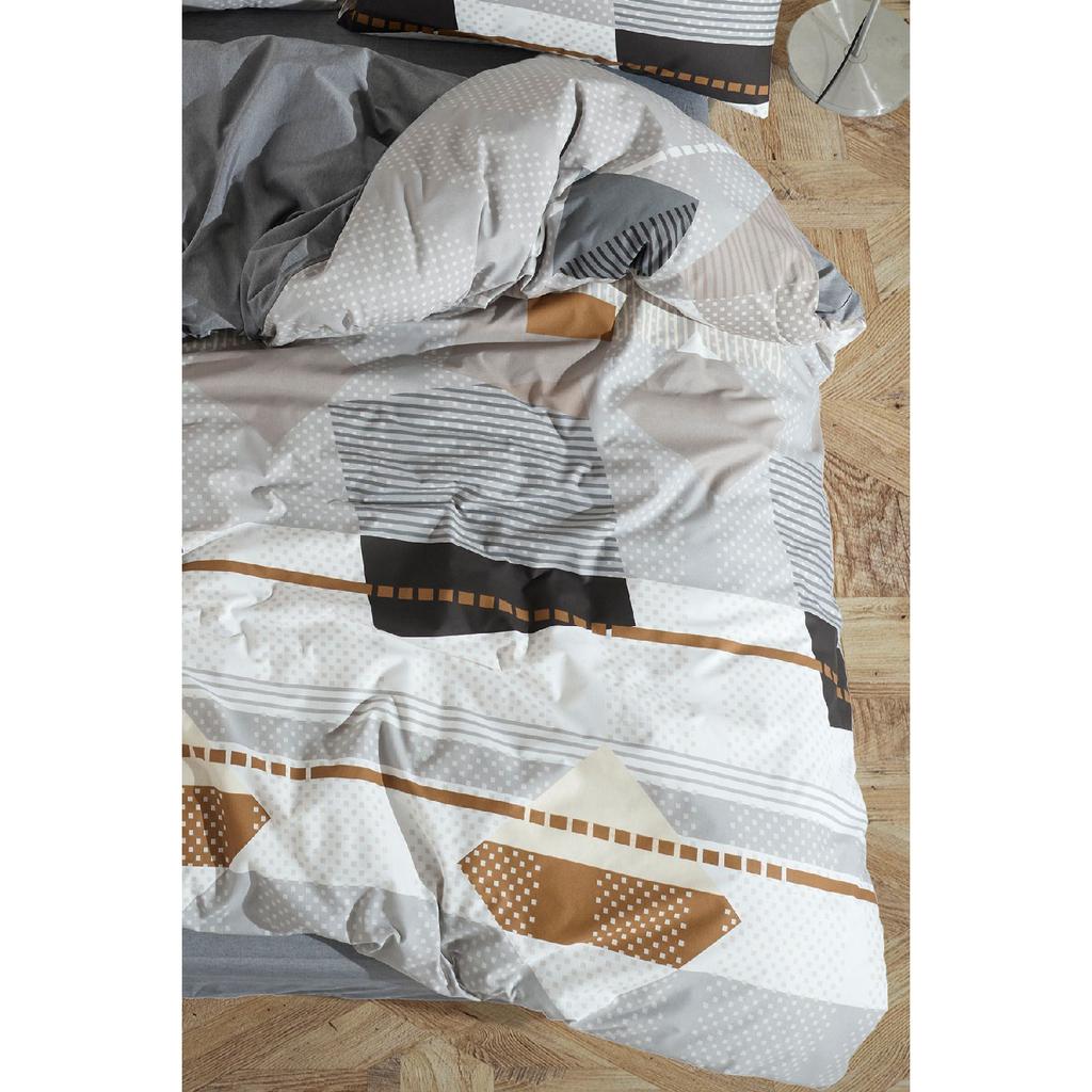 Sahara, Patterned Double Duvet Cover Set With Elastic Sheets, Reusable On Both Sides