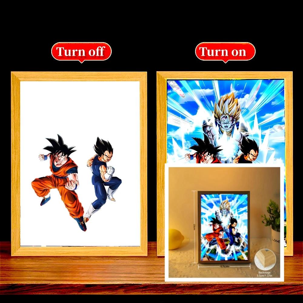 Аниме Фигурка Фото Рамка для Световой Живописи Dragon Ball Goku Светодиодная Ночная Лампа Декор Прикроватной Тумбочки Рождественские Подарки Луна Z Круглая Сенсорная Сжимаемая Прыгучая