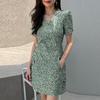 Женские летние повседневные платья в стиле бохо с V-образным вырезом и коротким рукавом с цветочным принтом