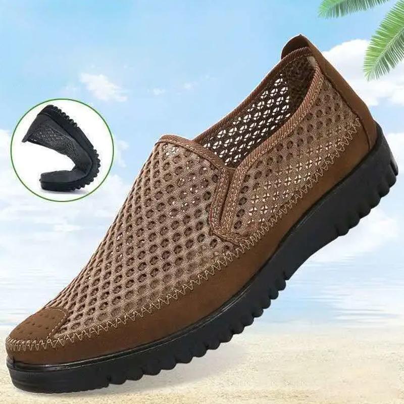Мужские сетчатые туфли для работы, нескользящие повседневные туфли, дышащие летние туфли с мягкой подошвой