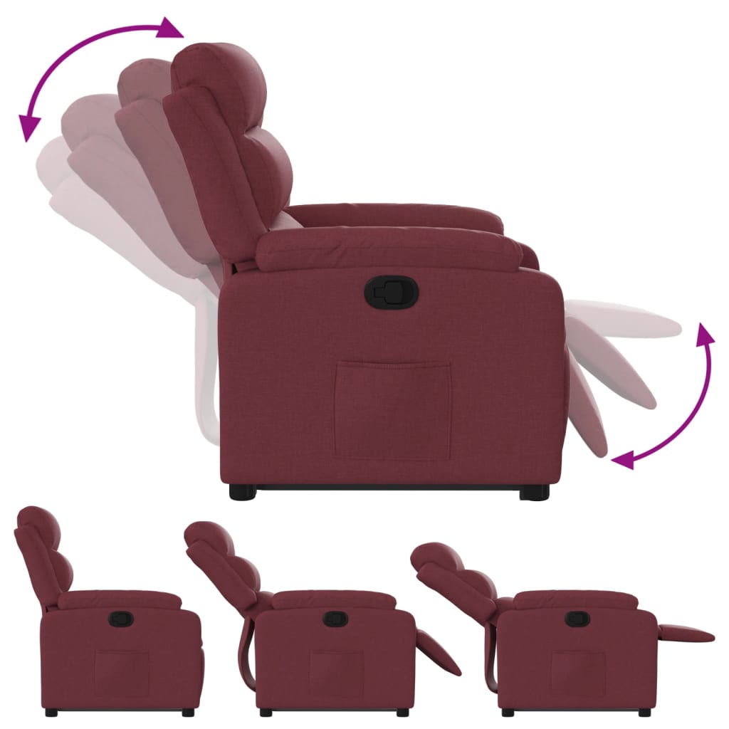 Recliner Chair with Lift Assistance Wine Red Fabric