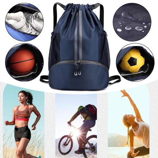 Спортивная сумка на шнурке, органайзер для футбола и баскетбола с отдельным отделением для обуви, вместительный водонепроницаемый рюкзак на шнурке