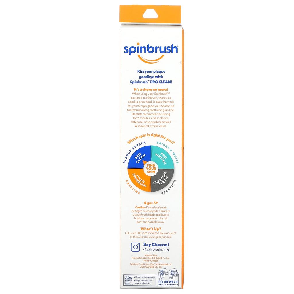 SPINBRUSH Pro Clean, электрическая зубная щетка, мягкая щетина, 1 зубная щетка