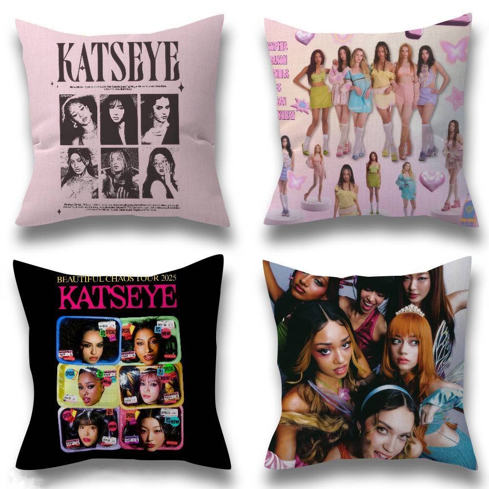 Kpop Hot Girl KKATSEYE Pillow Cover for Bedroom Room and Living Room Sofa Decorative Cushion Cover