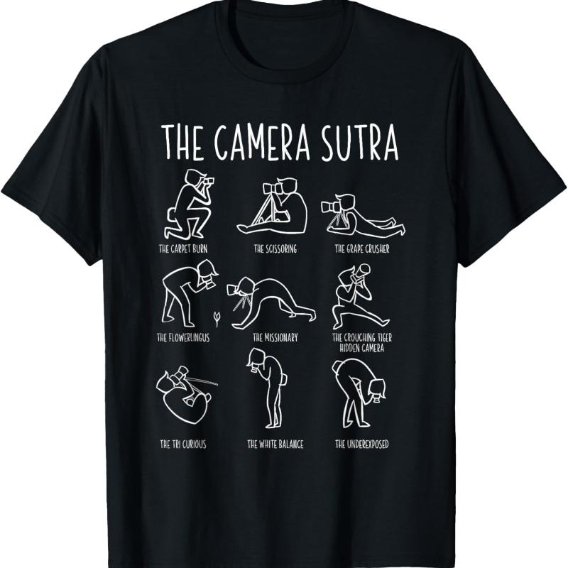Funny The Camera Sutra Photography Poses Graphic Tee Vintage Line Art Gift Unisex TShirt Humor Crewneck Casual Short Sleeve