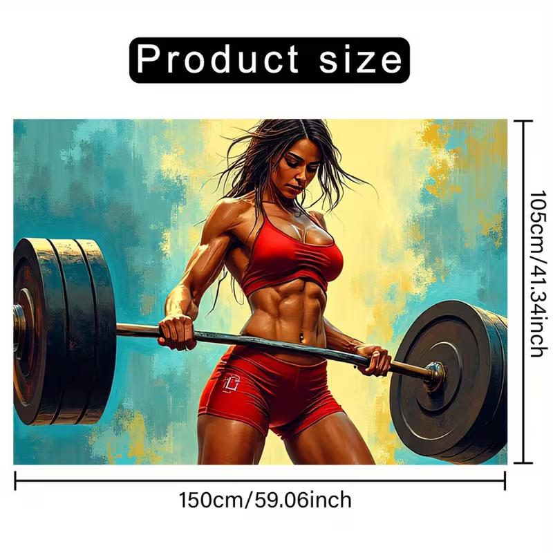 2D Female Athlete Backdrop Red Fitness Outfit Weightlifting Background