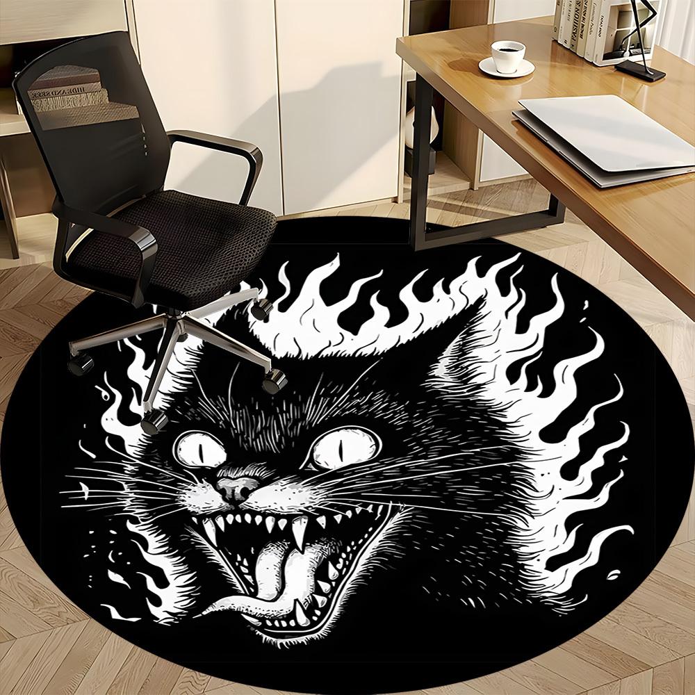 1pc FlamingFeline Office Round Area Rug, Under Office Chairs Bedroom Living Room Home Decor, Room Deco, Available in Various Sizes