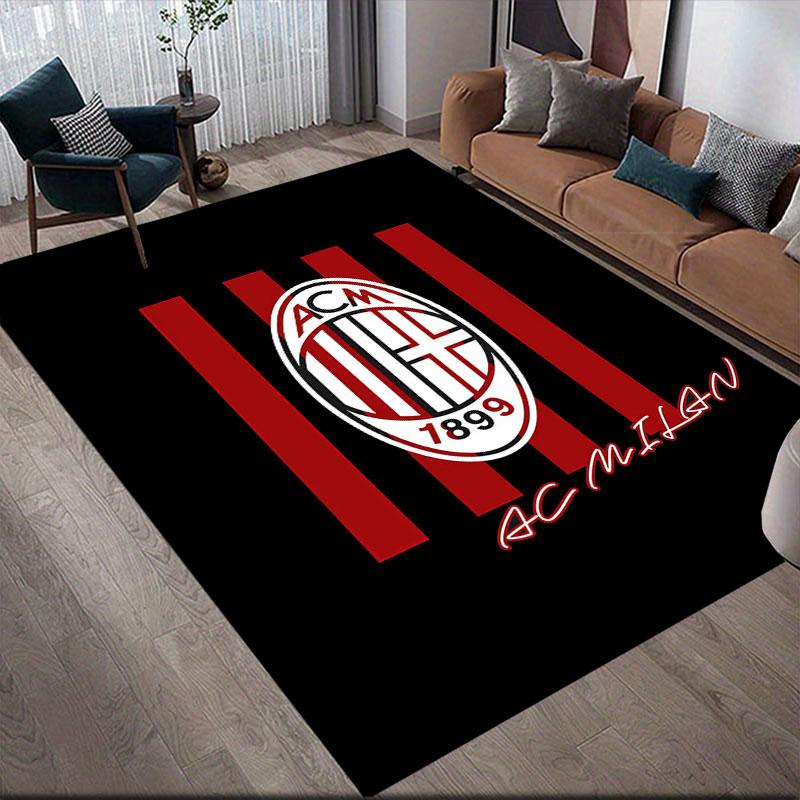 Black ACM Flannel Printed Carpet, Home Sofa Decoration for Living Room & Bedroom, Non‑Slip Play Flannel Floor Mat for Game Room