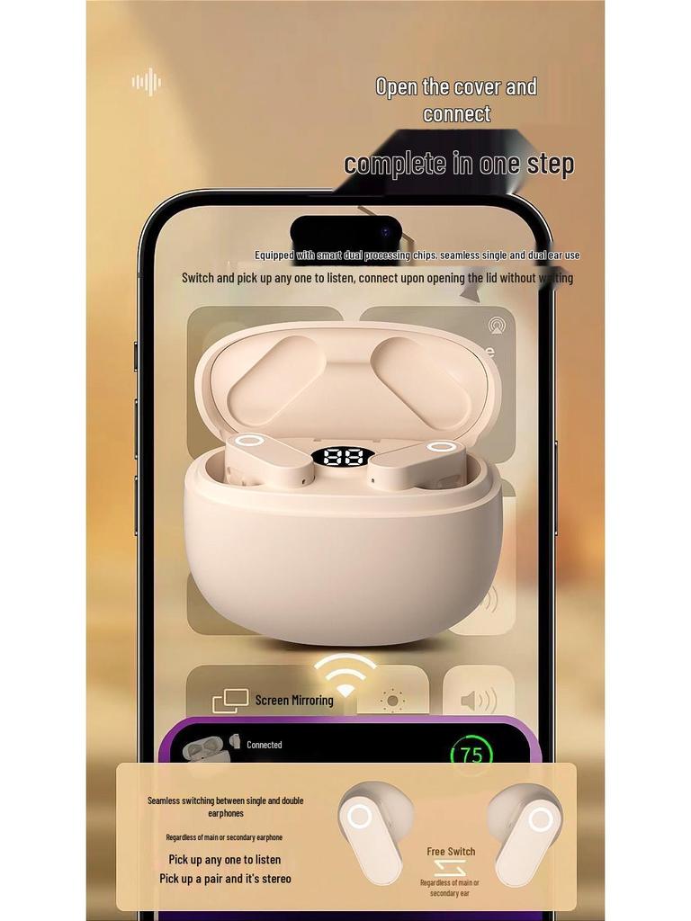 Bluetooth-наушники S619 2025: Высококачественный звук, Шумоподавление, Длительное время работы от аккумулятора, Беспроводные спортивные внутриканальные.
