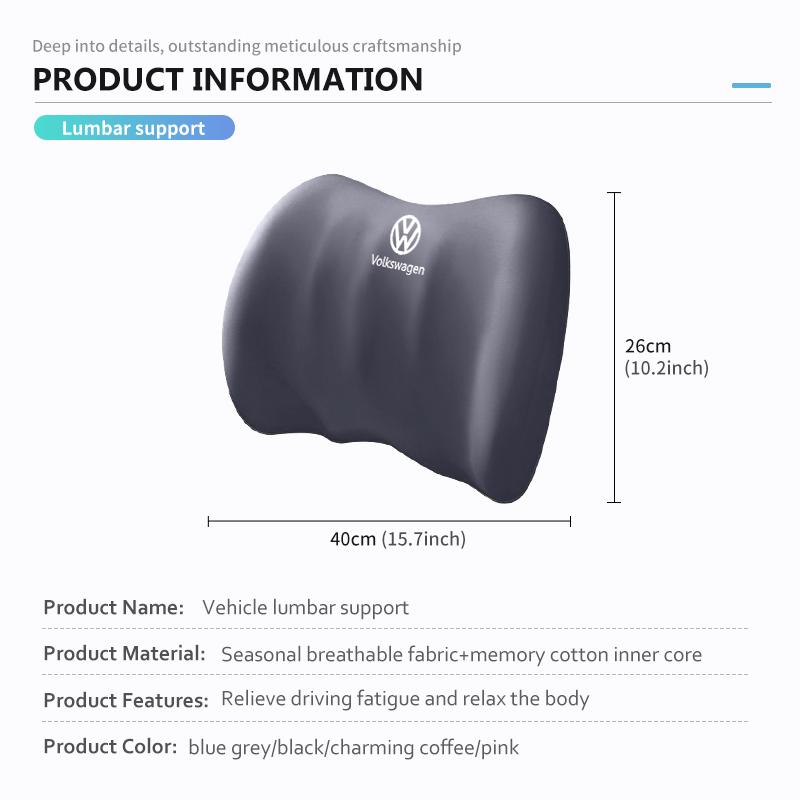 WET1 Car Seat Headrest Neck Memory Neck Rest Pillow Lumbar Support For Volkswagen VW Scirocco Passat Polo B5 B6 B7 CC Tiguan Sharan