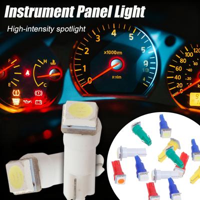 10 шт. T5 W5W 5050 1SMD Светодиодная автомобильная клиновидная боковая лампа Панель приборов Лампа индикатора прогрева Автомобильная панель приборов