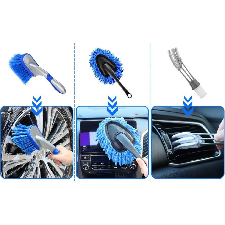 Car Cleaning Brush Set Air Conditioning Outlet Gap Dust Brush Wheel Hub Multi-Function Cleaning Combination Cleaning Tool