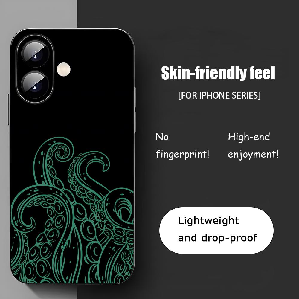 Арт Щупальца Осьминога Крутой Чехол Для Телефона Для iPhone 17 16 15 14 13 12 11 X XR XS 8 Plus Mini Pro Max Мягкий Черный Ударопрочный Чехол