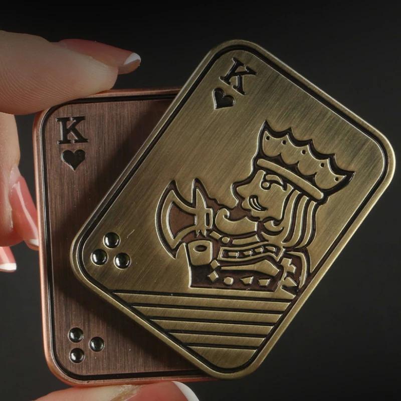 EDC Покер Магнитная Толкающая Карточка Металлическая Толкающая Пластина Механический Слайдер Тактильная Монета PPB Антистрессовые Игрушки Мини Фиджет Сенсорные
