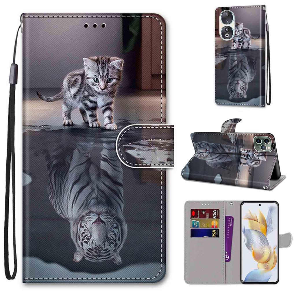 Fashion Painted Pattern Cover Lanyard Flip Leather Case For iPhone Samsung Huawei Honor Xiaomi Redmi OPPO Realme Moto Asus