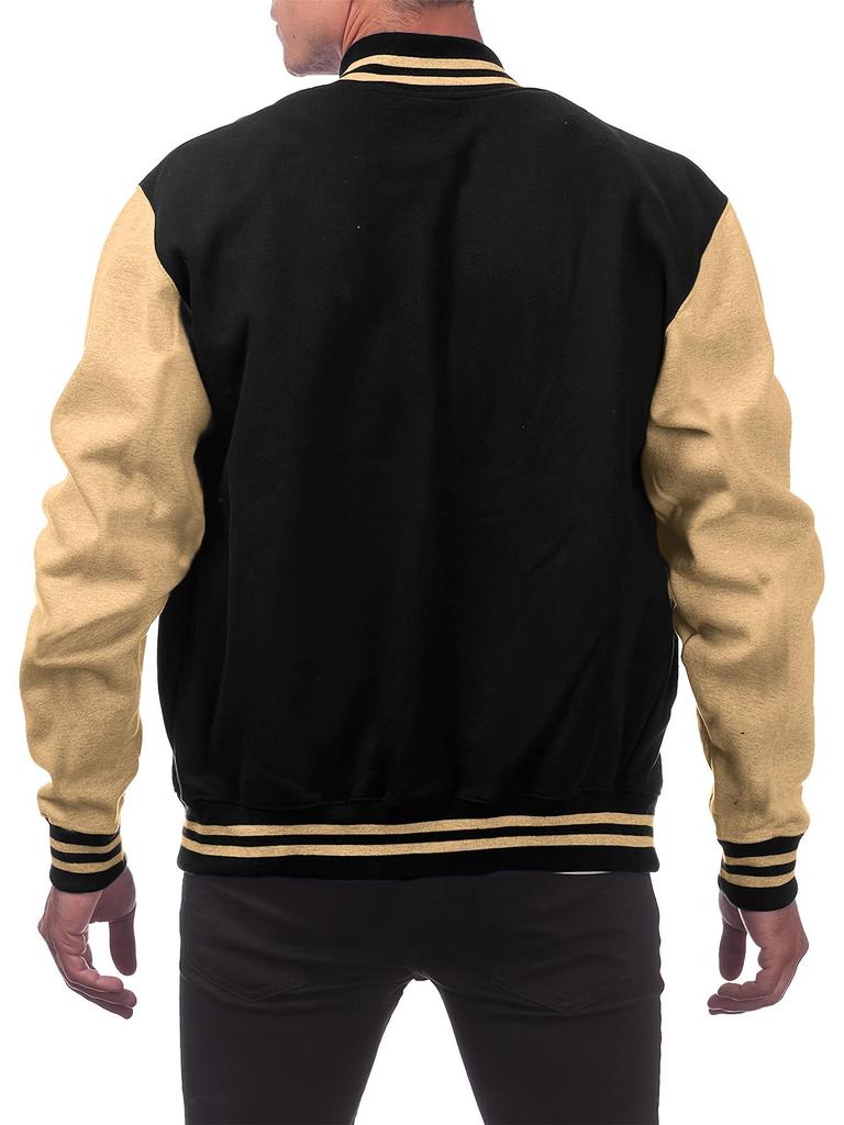 Мужская бейсбольная кардиган-куртка с воротником-стойкой и принтом из букв