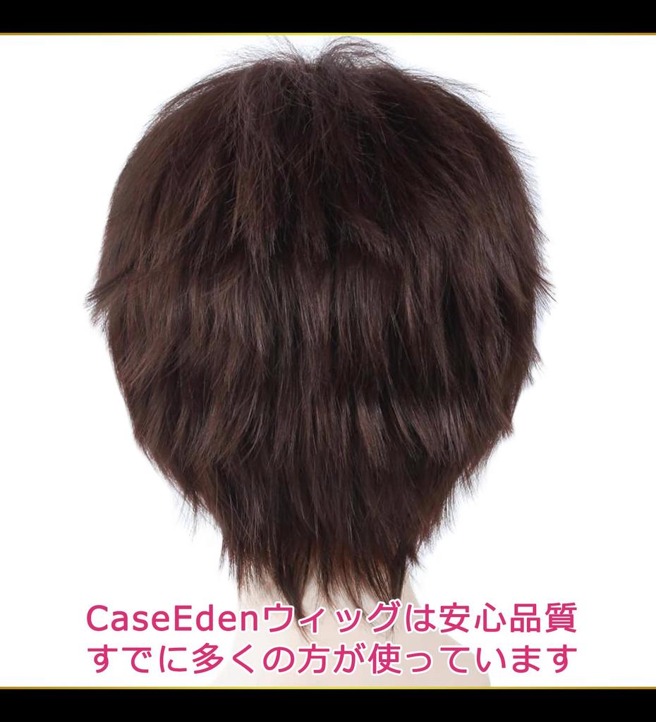 CaseEden Cosplay Wig Premium Cool Short Hair Dark Brown 6048