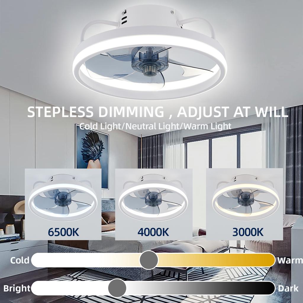 Modern Fan With Ceiling Light 85-265V 55W Infinitely Dimmable Home Application Control Lamps For Living Room Decorate Fixture