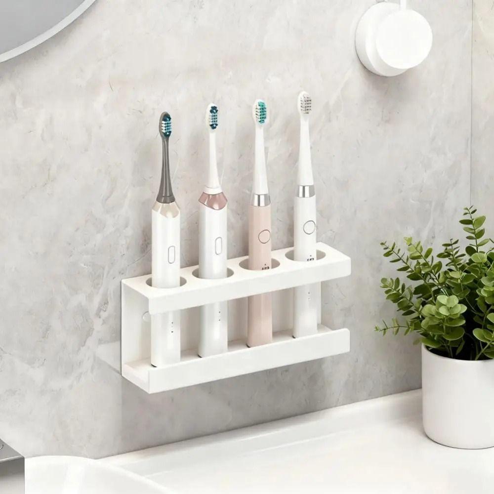 Space Saving 4-Slot Toothbrush Holder Wall Mounted Storage Rack Bathroom Organizer  for Bathroom