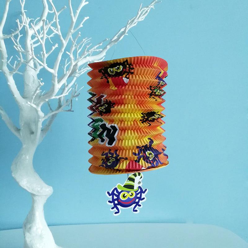 Halloween Accordion Lantern – Foldable Paper Pumpkin Light Decoration for Party, Haunted House & Bar | Creepy Hanging Ornament, Easy Storage