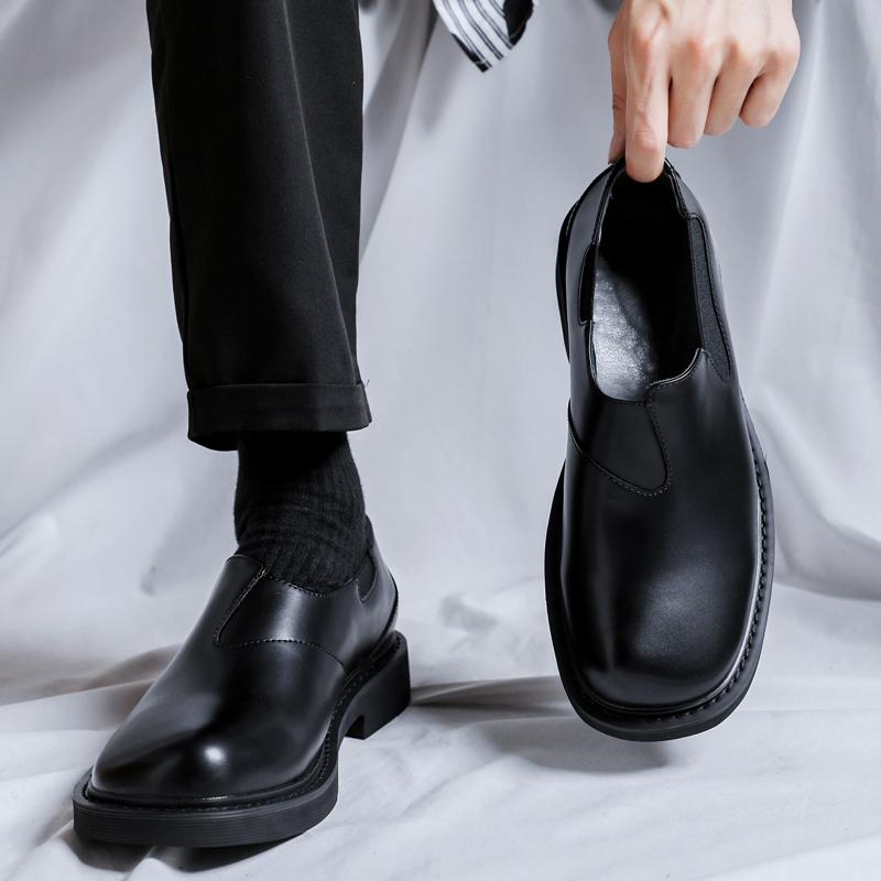 Casual Leather Dress Shoes Man Men High Sole Platform Japan Harajuku Korean Streetwear Fashion Business Wedding Leather Shoes