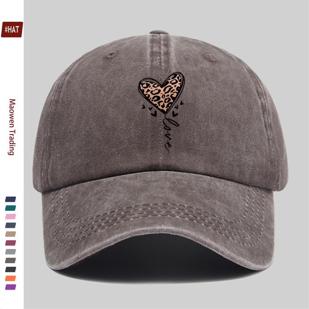 pc Leopard Print Heart Pattern Baseball Cap Breathable Lightweight HipHop Hat with Love Pattern WomenS Fashion Sun Hat All