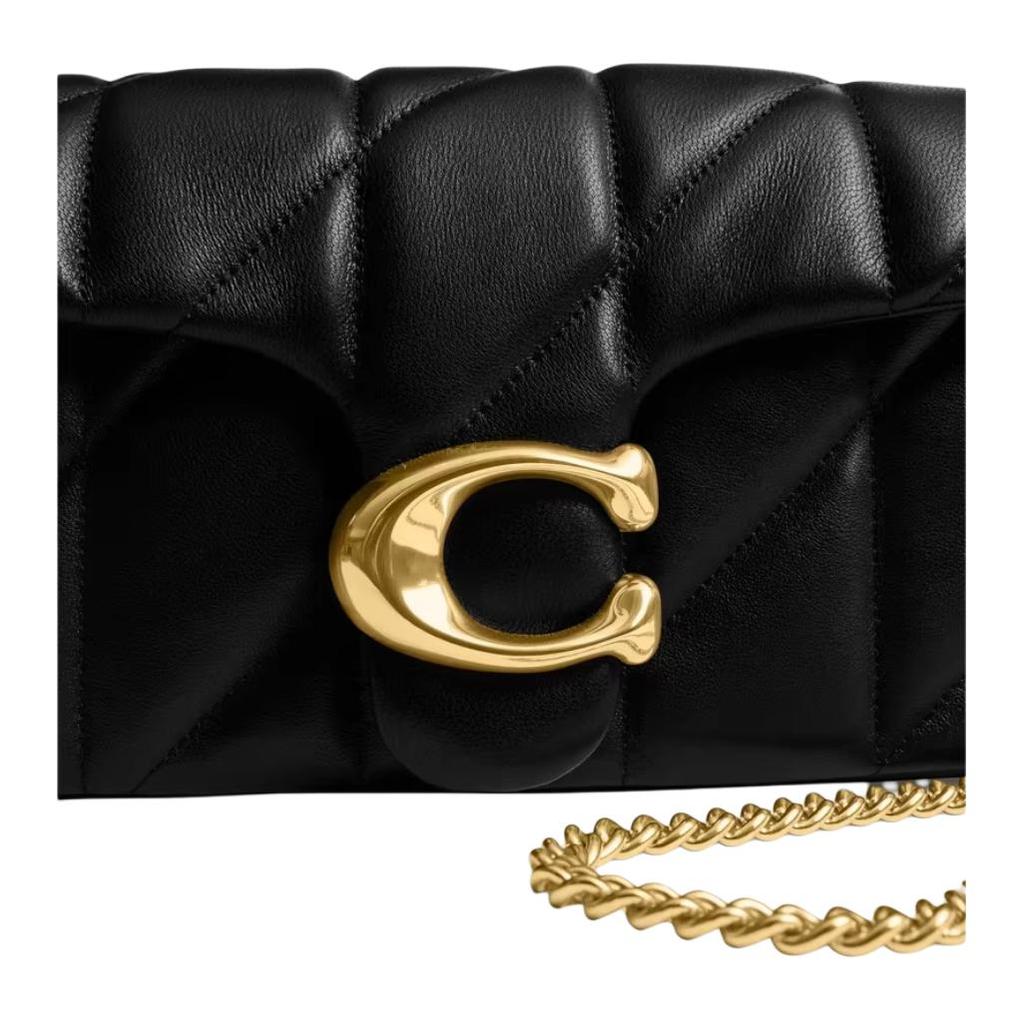 Coach Tabby 19 Quilted Detail Chain Gold Hardware Leather Shoulder Bag Small Women shoulder bag Black CBH23-B4BK