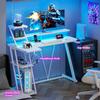 Игровой стол с RGB-подсветкой, реверсивный, с подставкой для монитора, USB- и AC-портами, прочная металлическая рама