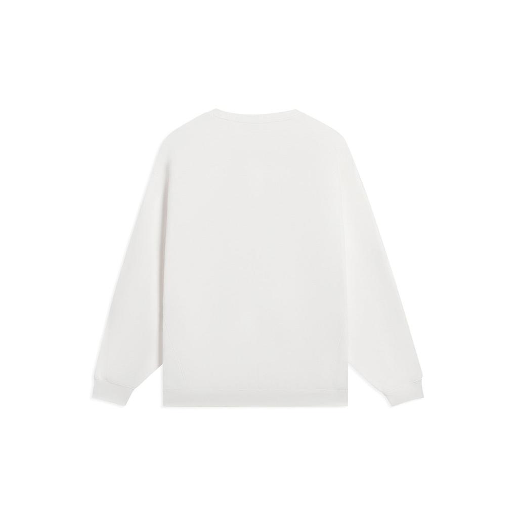 Li-Ning Чистый цвет повседневный спортивный дышащий длинный рукав свободный свитшот мужские топы молочно-белый AWDS927-2