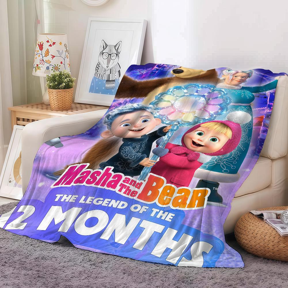 Cartoon M-Masha And The B-bearers Blanket Warm And Soft Suitable For Bedroom Living Room Sofa Bed Office Travel Camping
