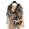 Autumn And Winter Peony Butterfly Style Retro Literary Style Printing Women'S Warm Scarf Shawl