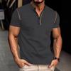 Мужские облегающие рубашки Henley с коротким рукавом, спортивные футболки, летние футболки на пуговицах