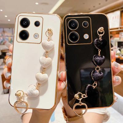 Чехол с браслетом Love Heart для Xiaomi Redmi Note 13 13ProPlus 13C 12 12S 12C 11 11S 10 10A 10S 10C POCO X6 F6 M5S M6, чехол