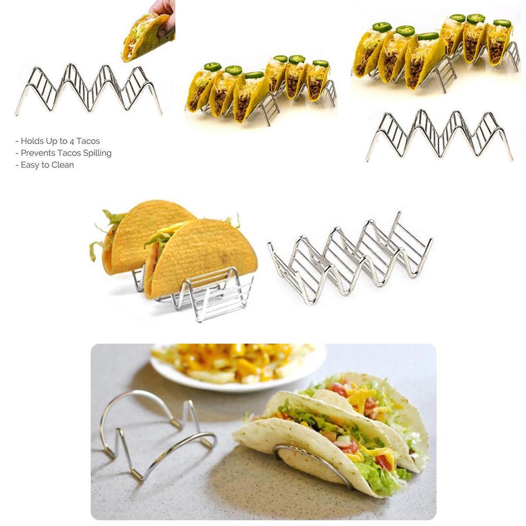 Premium Food Grade Stainless Steel U-shaped 2-slot Taco Rack For Tables