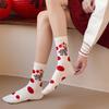 Rainbow Color Kawaii Girl Socks Striped Printed New Year Cotton Socks Tube Socks  Spring Festival