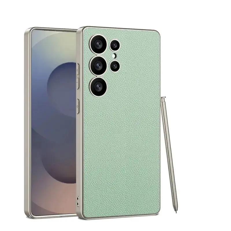 Чехол для телефона из металлической лакированной кожи для Samsung Galaxy S23 S24 S25 Ultra 5G, роскошный матовый чехол S24Ultra S25Ultra, защитный чехол