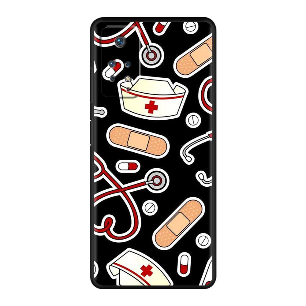 Для Redmi Note 9A 11 Pro K40 9T 7 10 8 9S 9 9C 8T K40S 10C черный стильный телефон Funda Nurse Medical Medicine