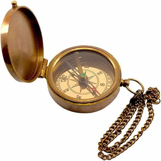 Chain Compass Not All Brass Pocket Compass with Engraved