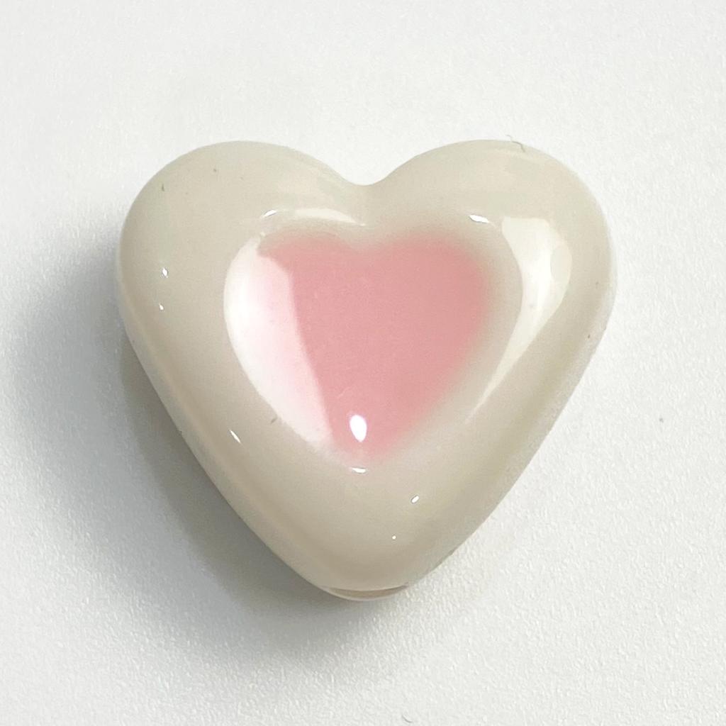 Love Loose Beads Mobile Phone Chain Beaded Accessories Necklace Pendant Dripping Oil DIY Macaron Jewelry Material 10pcs Cream Color Beads