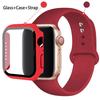Стекло+Чехол+Ремешок для Apple Watch Band 42 мм 44 мм 41 мм 40 мм 38 мм 45 мм Защитные стекла для Apple IWatch Series 9 8 7 6 SE 5 4 3