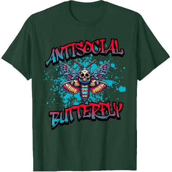 Antisocial Butterfly, Funny, Graffiti Style T-Shirt